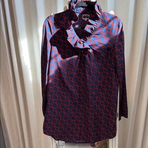 Mud Pie Navy and Red Geometric Blouse